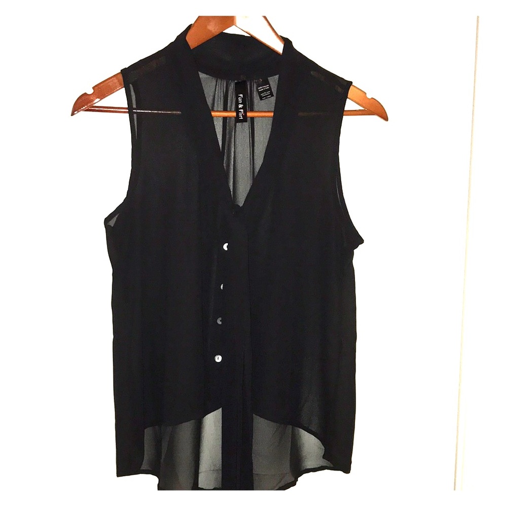 Black sleeveless blouse